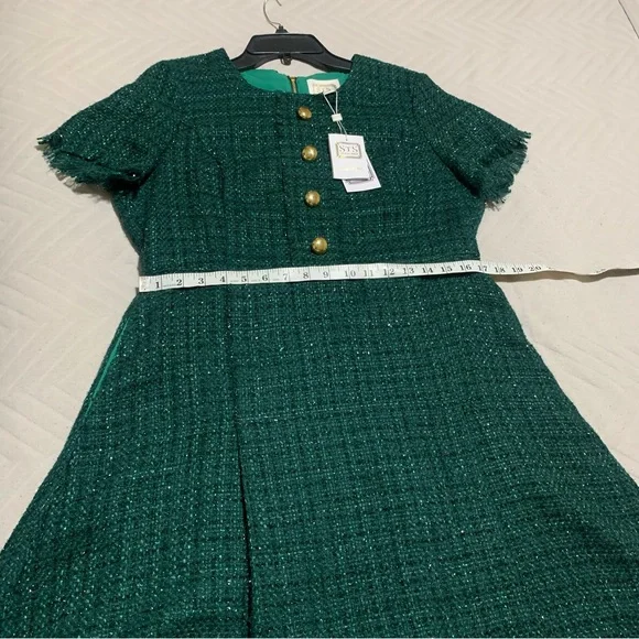 STS Sail to Sable Dylan Emerald Green Tweed Mini Dress with Gold Buttons Luxury - threedaughtersproperties.com STS Sail to Sable Dylan Emerald Green Tweed Mini Dress with Gold Buttons Luxury - threedaughtersproperties.com